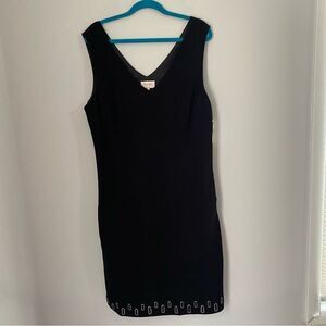 Laundry by Shelli Segal Women's V-Neck Grommet Trim Dress Black 16